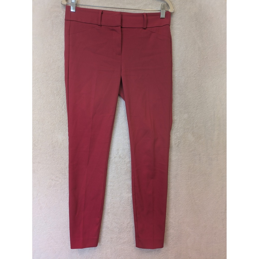 LOFT Marisa Skinny Pants Women's 2 Red Mid Rise Career Tapered Leg Stretch